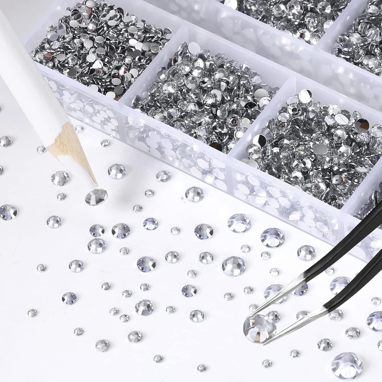10400 PCS White Rhinestones, Jelly Resin Crystals for Nails & Crafts with 15 Cm