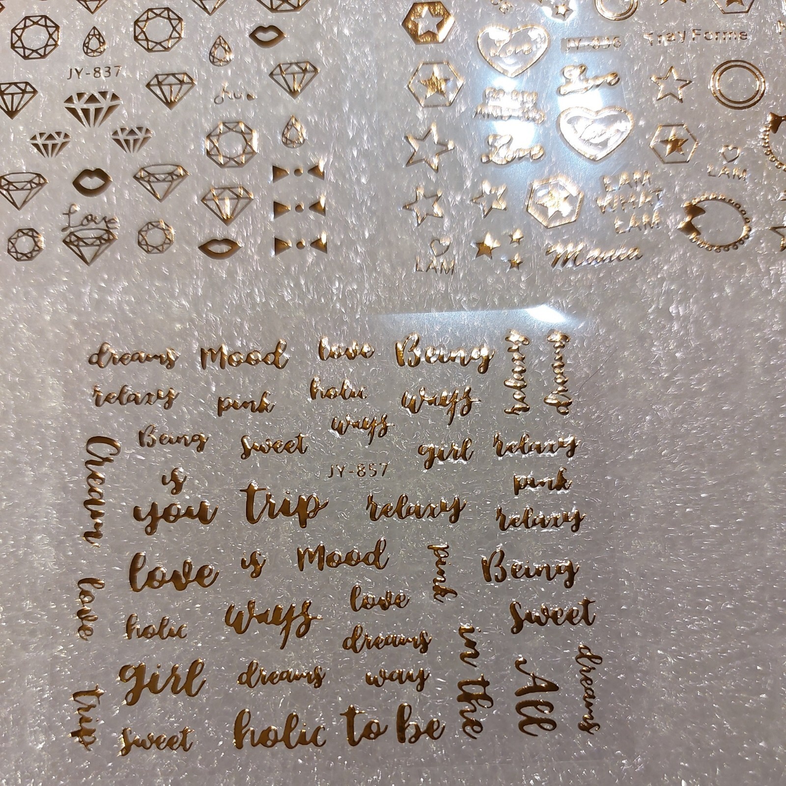 5 X Small Sheets Of Gold Nail Art Stickers (Dn253) New
