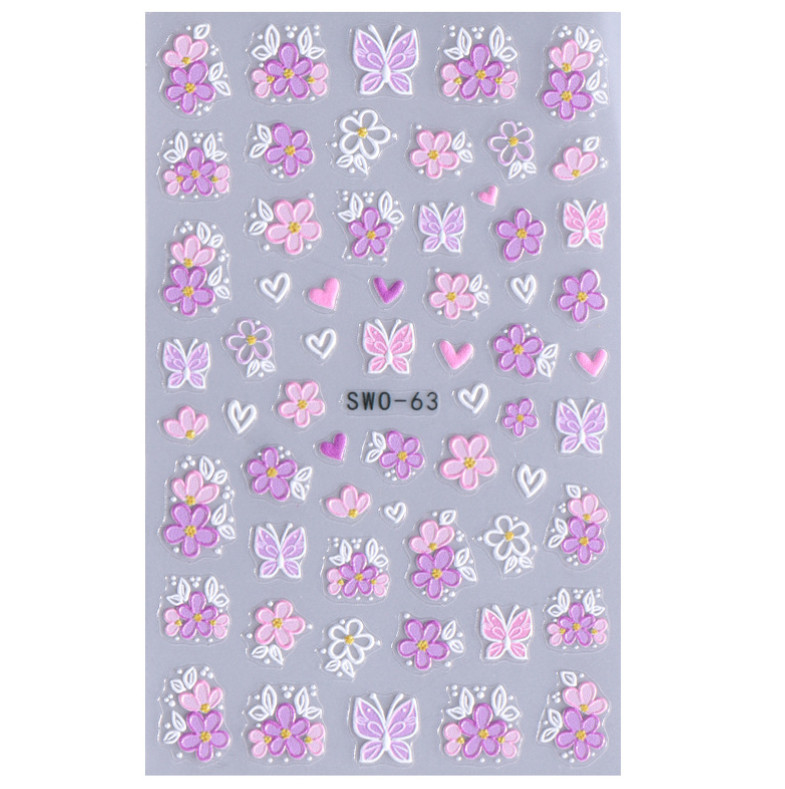 5D Embossed Camellia Floral Flowers Heart Nail Art Stickers Decals DIY NS52
