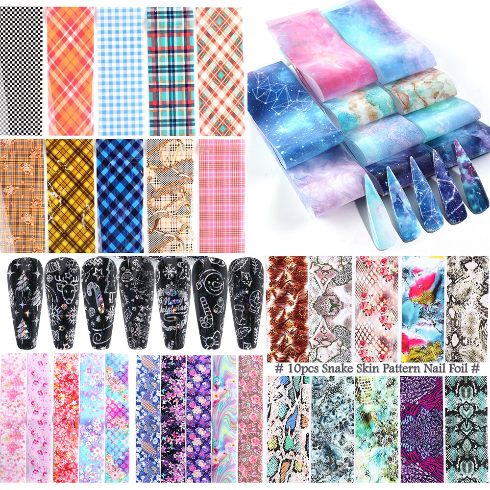 10Pcs Colorful Nail Art Transfer Foil Sticker Transfer Manicure DIY Women Beauty