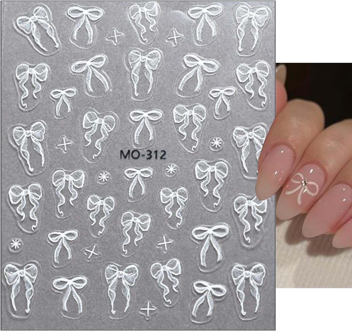 3Sheets 5D Embossed Bow Nail Stickers for Nail Art Self-Adhesive Bow Nail Decals