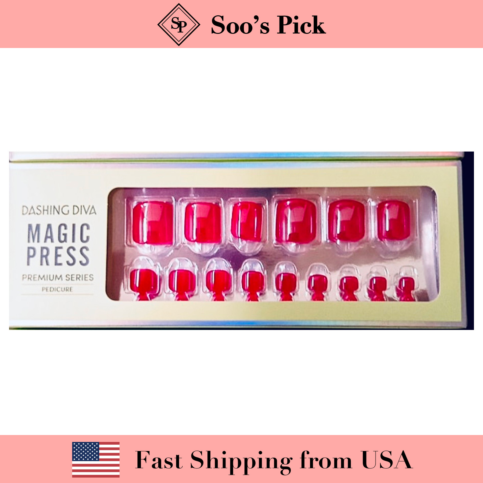 DASHING DIVA Magic Press Pedi-Clear Red ( 🇺🇸 US Seller)