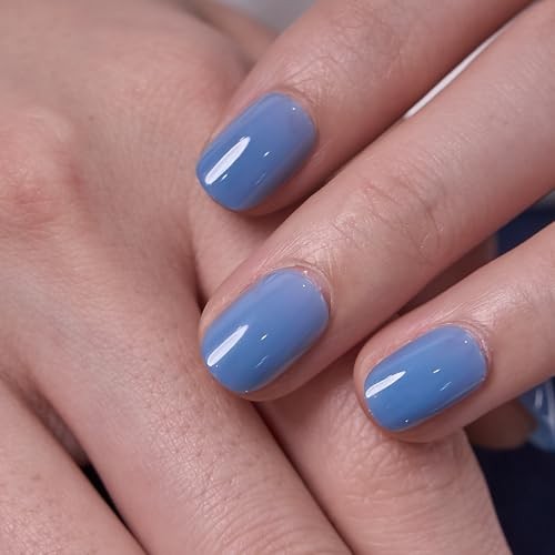 Soft Gel Oval Extra Short Nails Square Kit – Blue Serene Slate – Blue Style