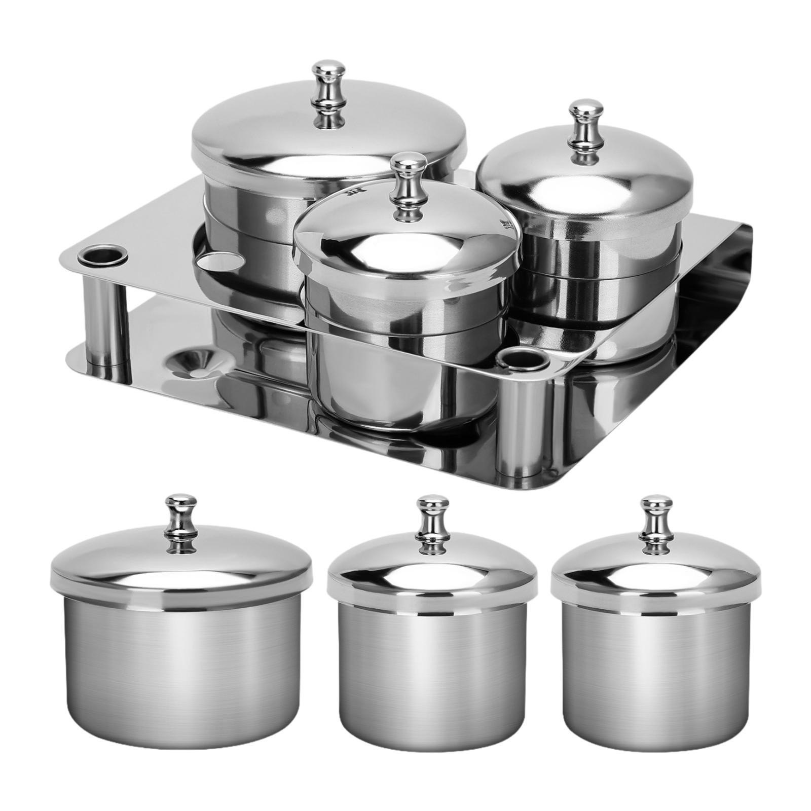 3Pcs Nail Dappen Dish with Lids Stainless Steel Cleaning Bowls Equipment Cups