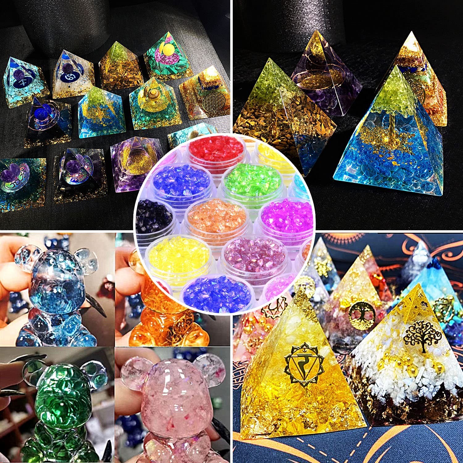 12 Box Transparent Crushed Glass Craft Glitter for Resin Art,Small Broken Gla…