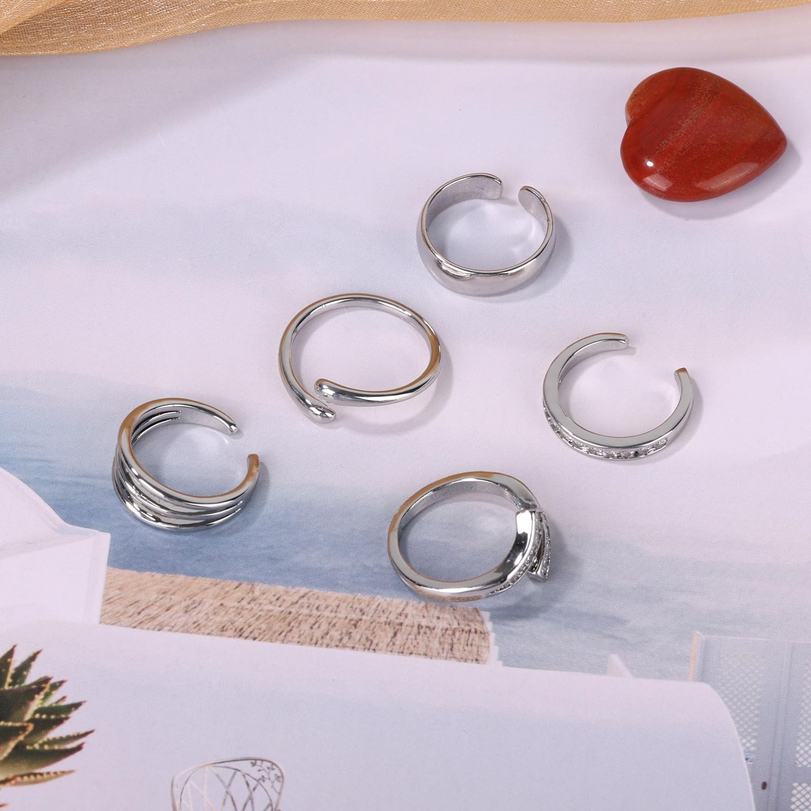 5pcs Toe Rings for Women, 5 Styles Non-Tarnish Open Band Adjustable Band Toe …