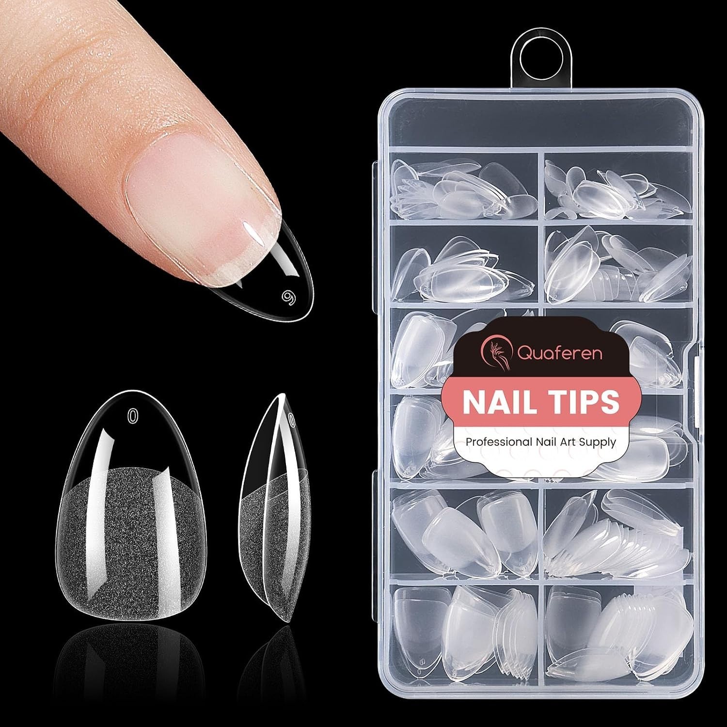Almond Nail Tips Short: 240pcs Pre-shape Acrylic Fake Nails Tips Almond Shape…