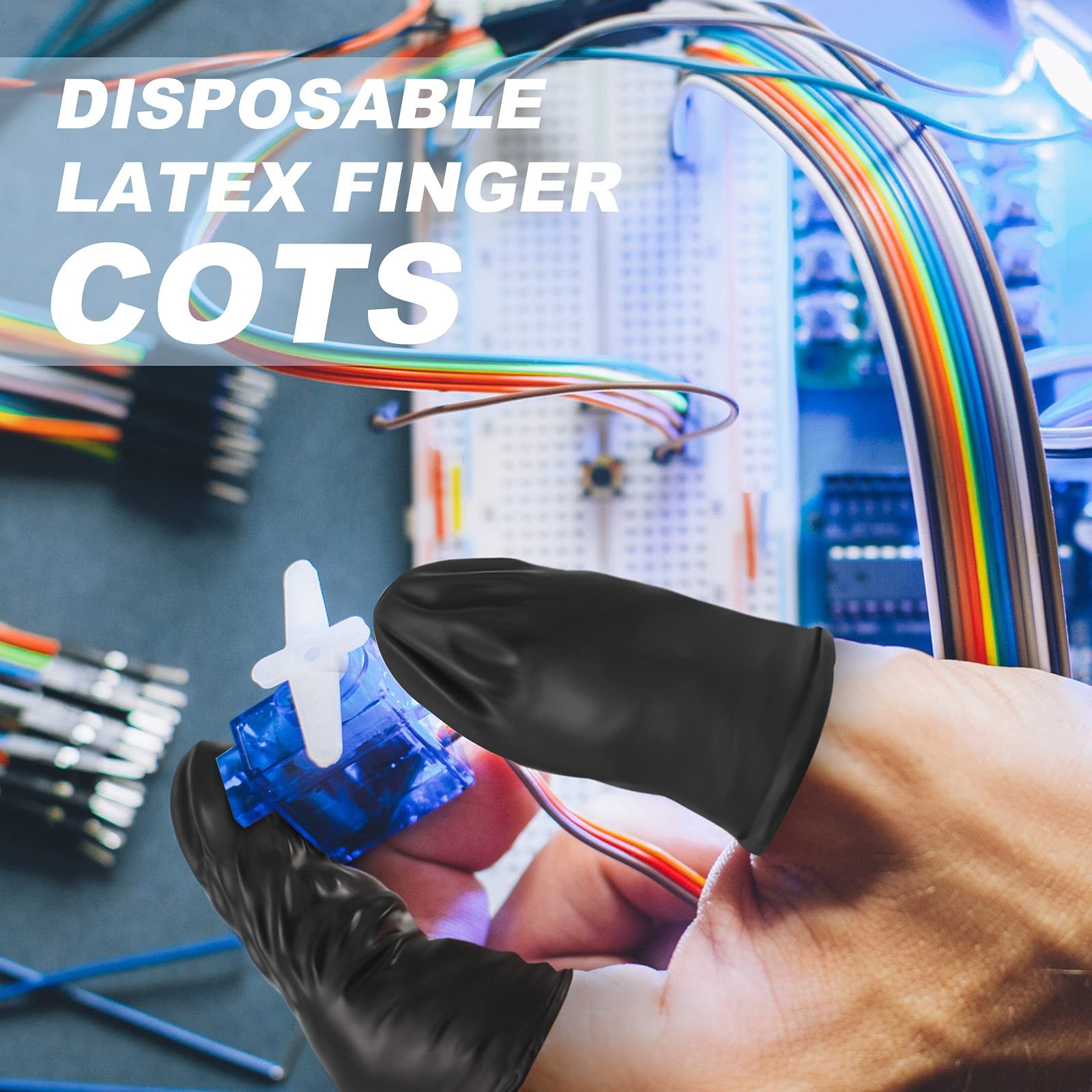 400 Pcs Disposable Latex Finger Cots Protective Fingertips Gloves Black Finge…
