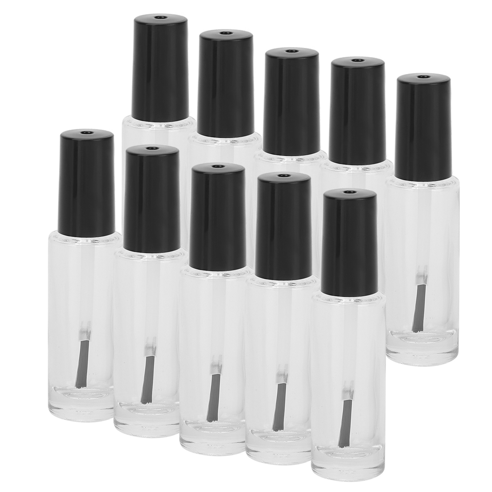 10pcs 8ml Empty Nail Polish Glass Bottles Accessory With Brush Cover Mixing