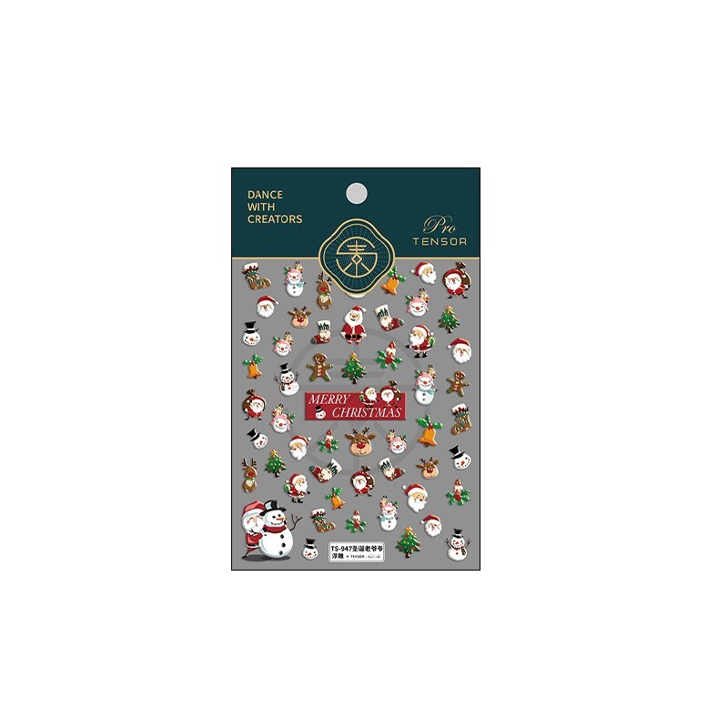 Festive Christmas Nail Sticker Set – Gingerbread, Santa, Snowman, Ornaments(399)