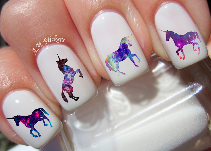 Galaxy Unicorn Nail Art Stickers Transfers Decals Set of 40 – A1246