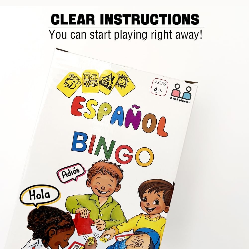 Magictodoor Spanish Vocabulary Bingo for Kids | Small, Red, Yellow, Green
