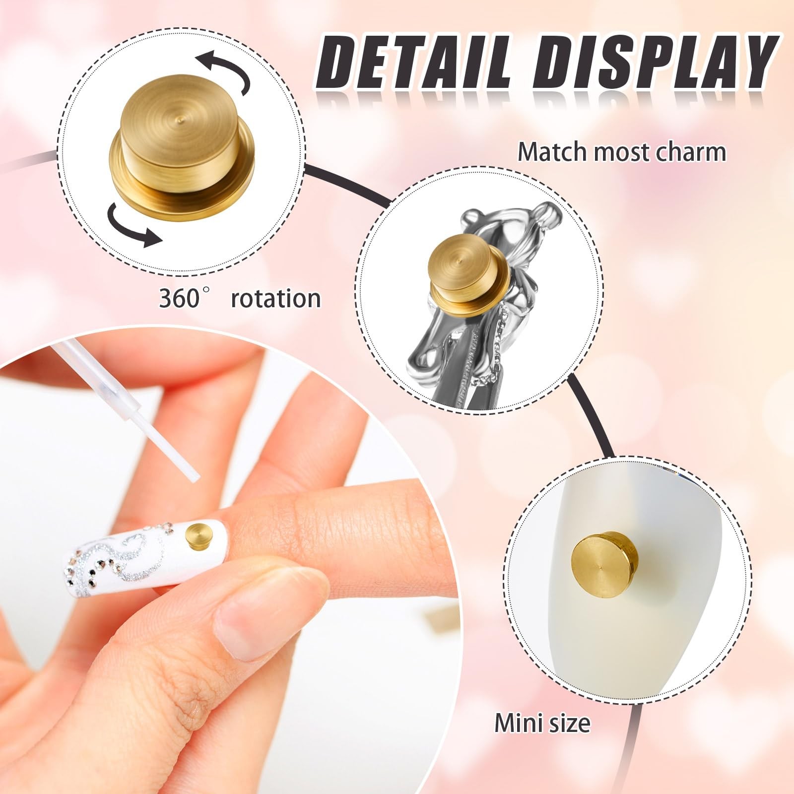 30 Pieces Spinning Nail Charms Nail Art Rotating Bearing Art Tool Rings Jewel…