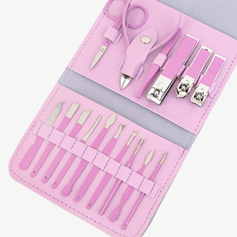 16 Pcs Nail Clippers Set Stainless Steel Manicure Pedicure Cuticle Grooming Tool