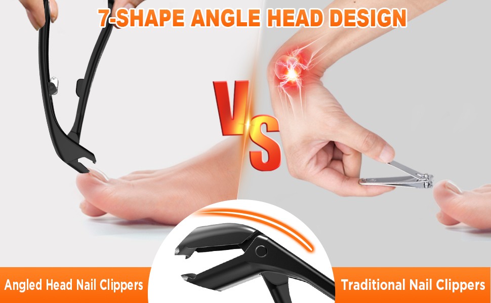 Nail Clippers for Seniors, Wide Jaw Fingernail Clippers and Angled Head