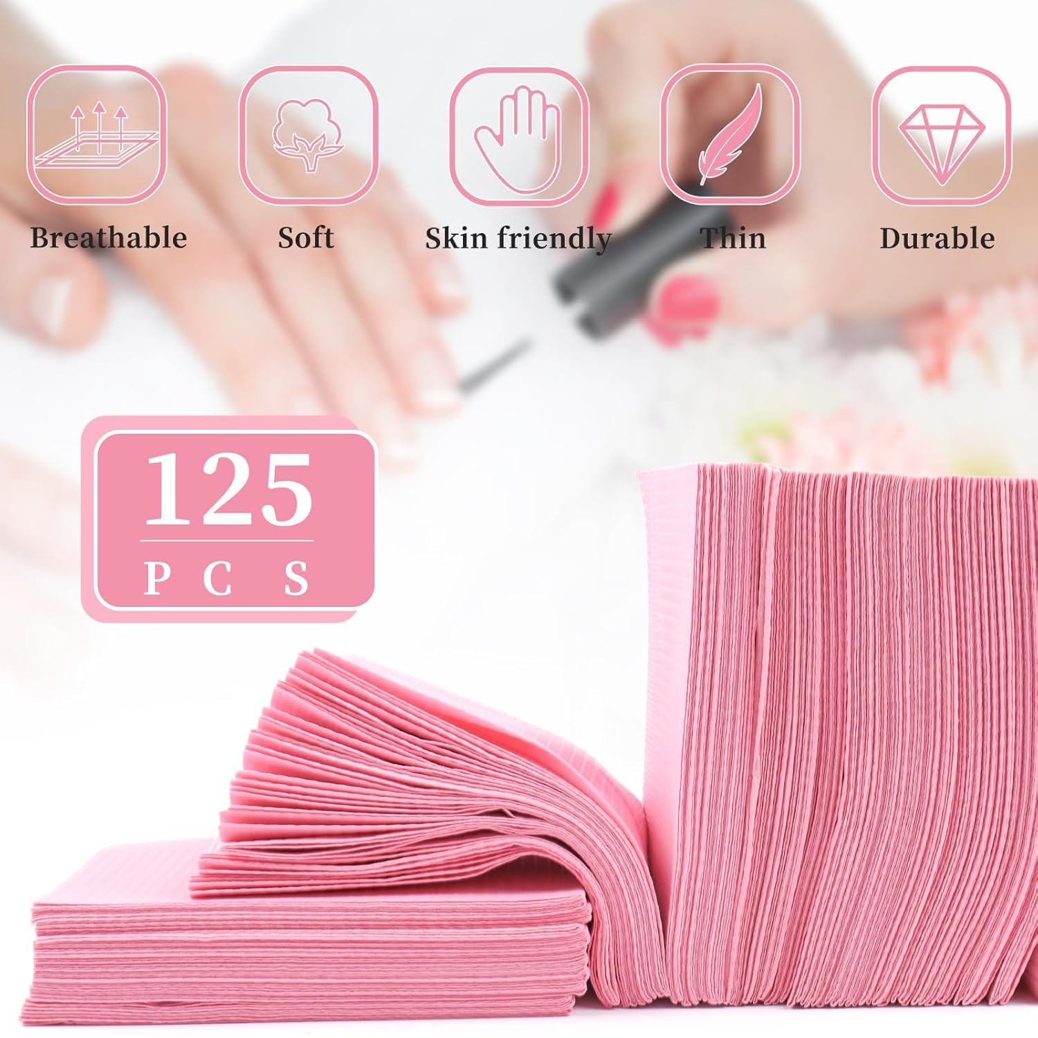 125PCS Disposable Nail Art Table Mat, Waterproof Nail Tips Art Table Towels Mat,