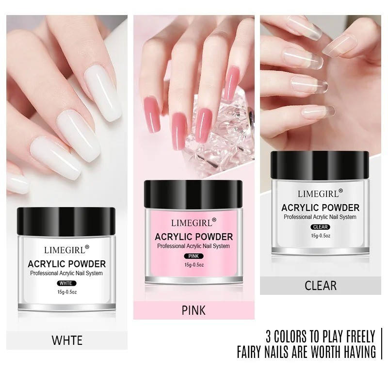 Acrylic Nail Powder & Liquid Set Pink White Clear Kit for Nail Extension Art USA