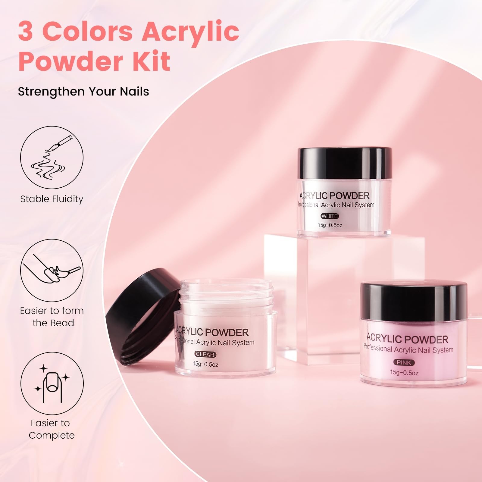 Complete Nail Kit for Beginners – Acrylic Powder, Liquid, Practice Hand, UV Ligh