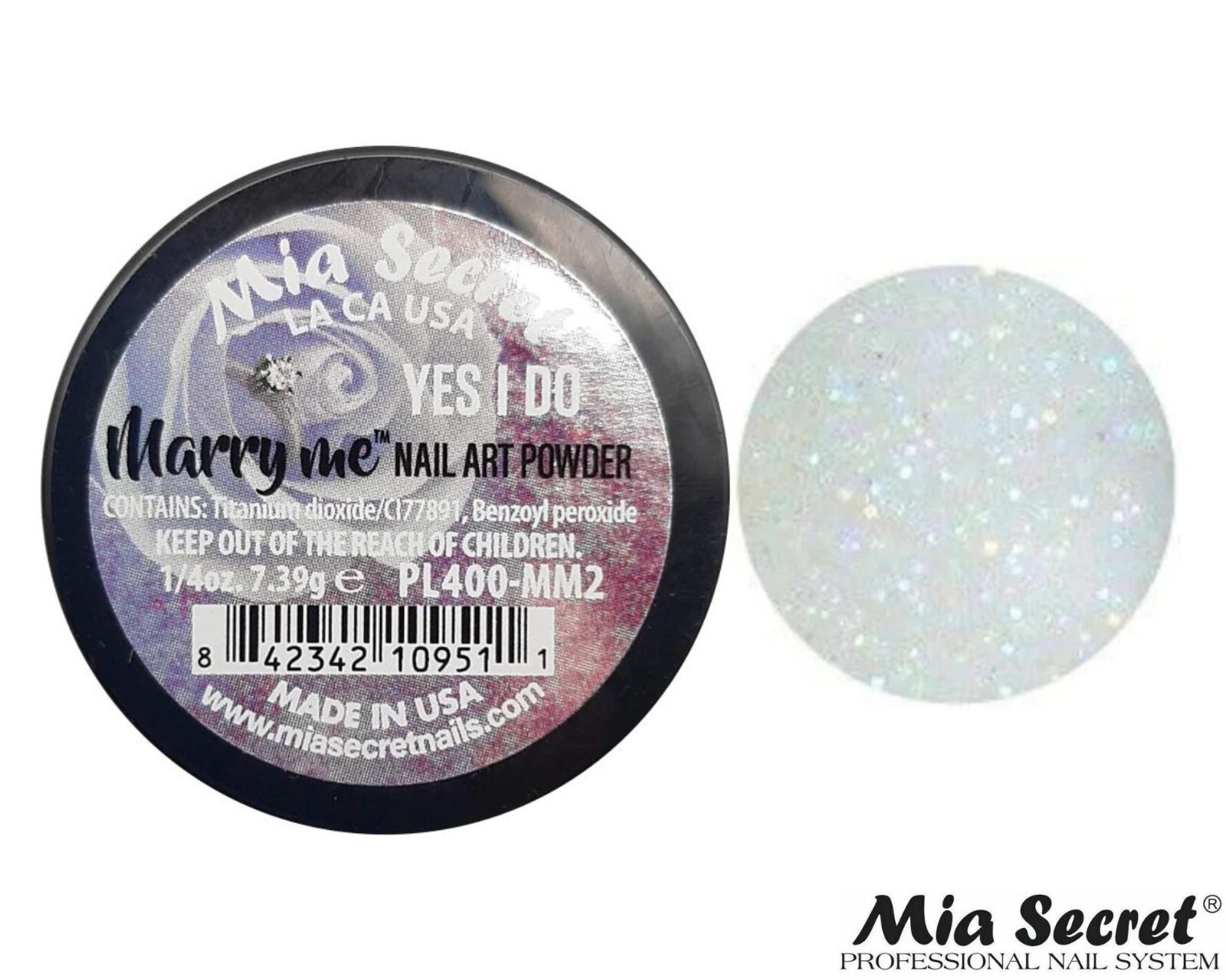 MIA SECRET Nail Art Powder 1/4oz-YES I DO (MARRY ME COLLECTION)