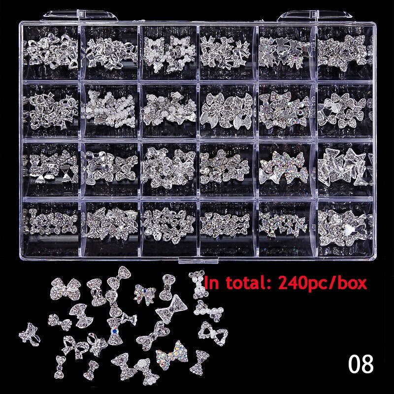 Nail Art Rhinestones Kit 3D Alloy Gems Crystal Nail Art Decorations Diamonds DIY
