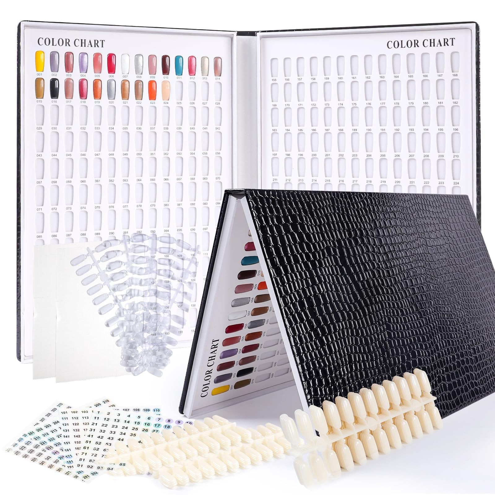 308 Colors Nail Swatches Book – 480 Nail Tips Display Chart for Gel Polish & Art