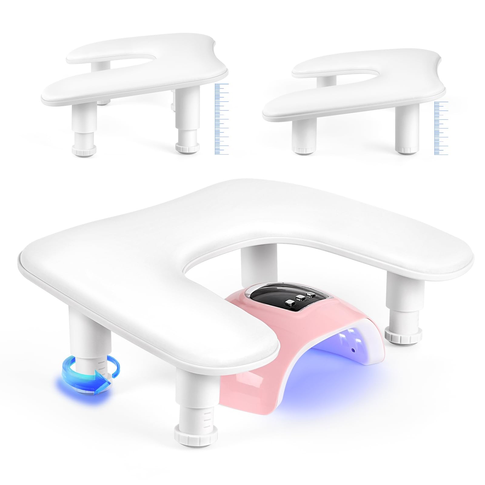 Manicure Arm Rest for Nails Tech: U Shaped Adjustable Nail Armrest White PU