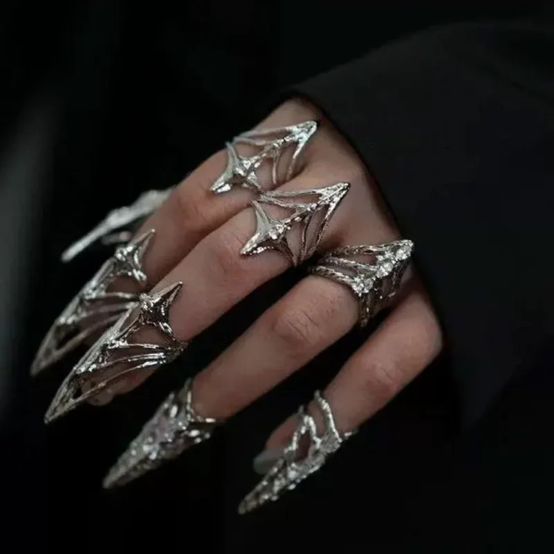 New Gothic Rock Machinery Manicure Fingertip Ring Nail Ring Punk Metal
