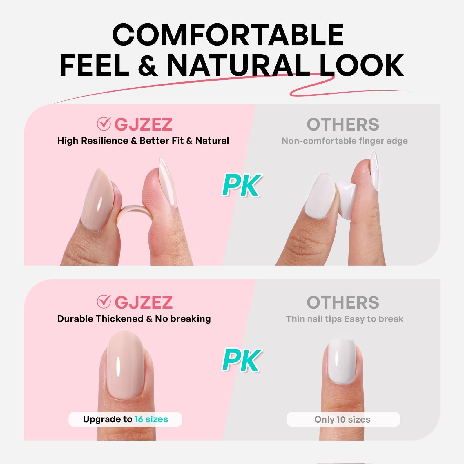 Milky White French Tip Press-On Nails – Soft Gel Ballerina Ombre, 32 Pcs, Reusab