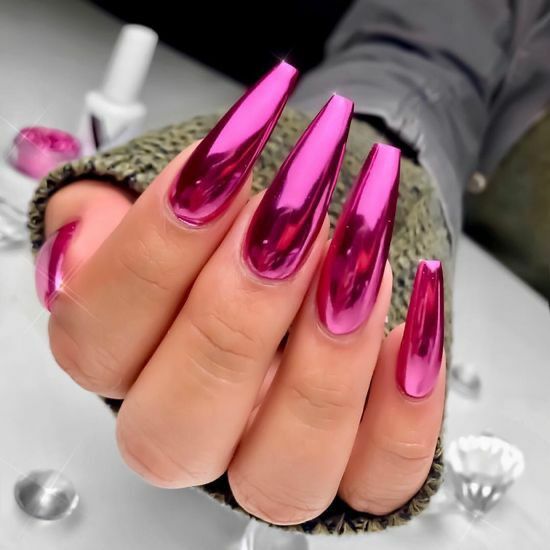 PINK NAIL MIRROR POWDER PLATINUM Rose Gold Chrome Nails Shining Pigment (y3)