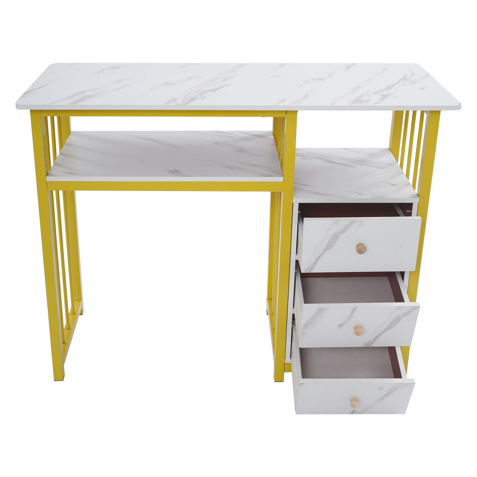 Marbling Texture Nail Desk Manicure Table Station Manicure Desk with 3 Drawers