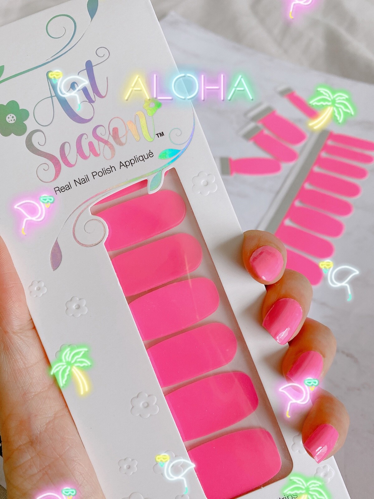💅ART SEASON NAIL POLISH STRIPS/ Neon Pink/ Solid Colors