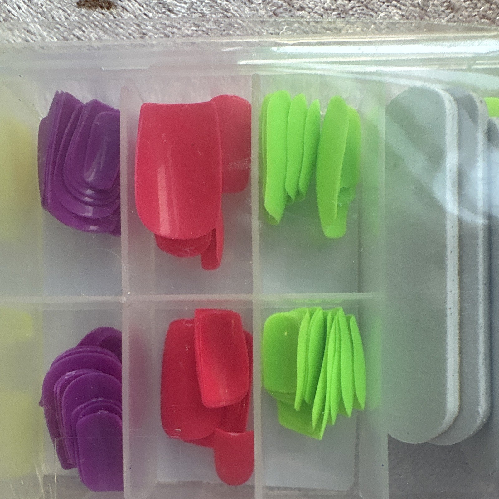 Multicolor Neon Solid Full Cover Long Square Plastic Nail Tips Set w/ Box
