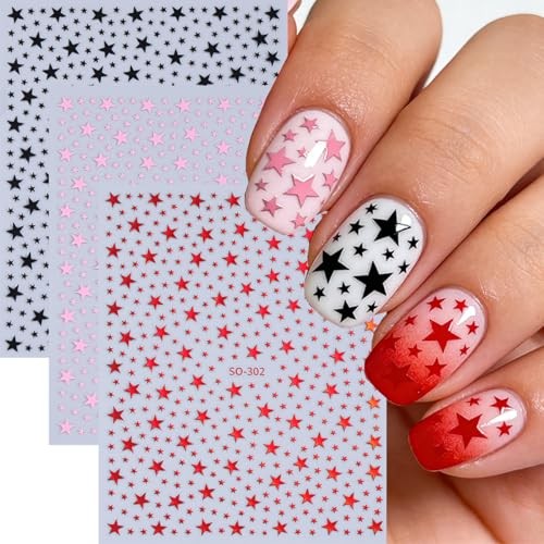 10 Sheets Star Nail Stickers for Nail Art 3D Self-Adhesive Colorful Star-14
