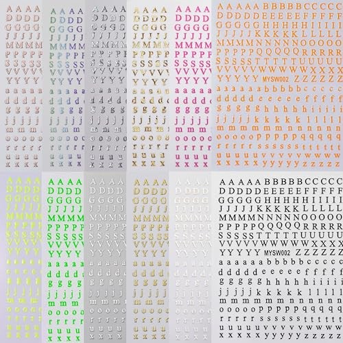 12 Sheets Letters Nail Art Stickers English Alphabet Nail Decals 3D Style11