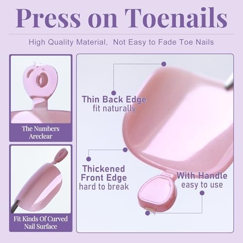 Toe Nail Press ons – 120pcs Press on Toenails for Women, Toe Soft Mauve Pink