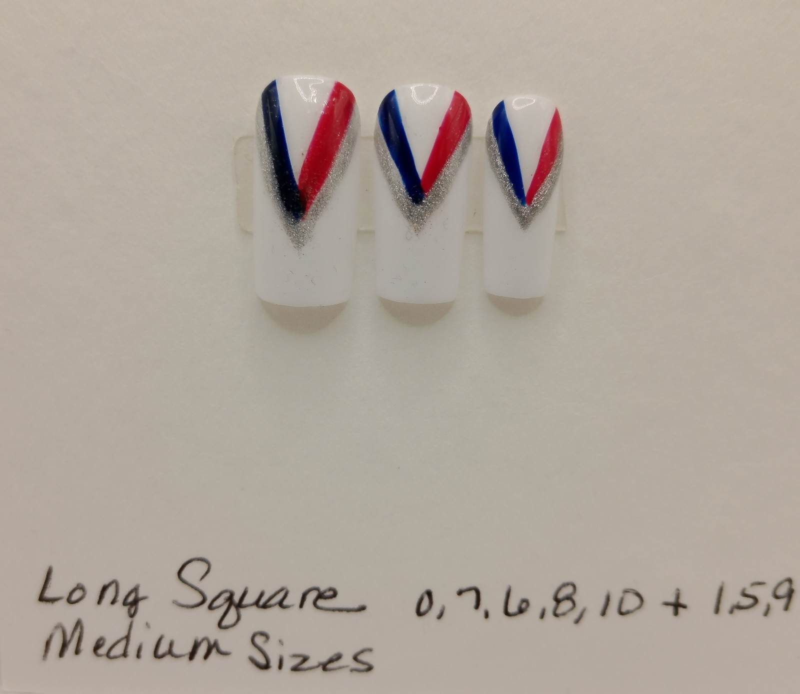 Patriotic Red White and Blue Long Square Press-On Nails – Medium Sizes