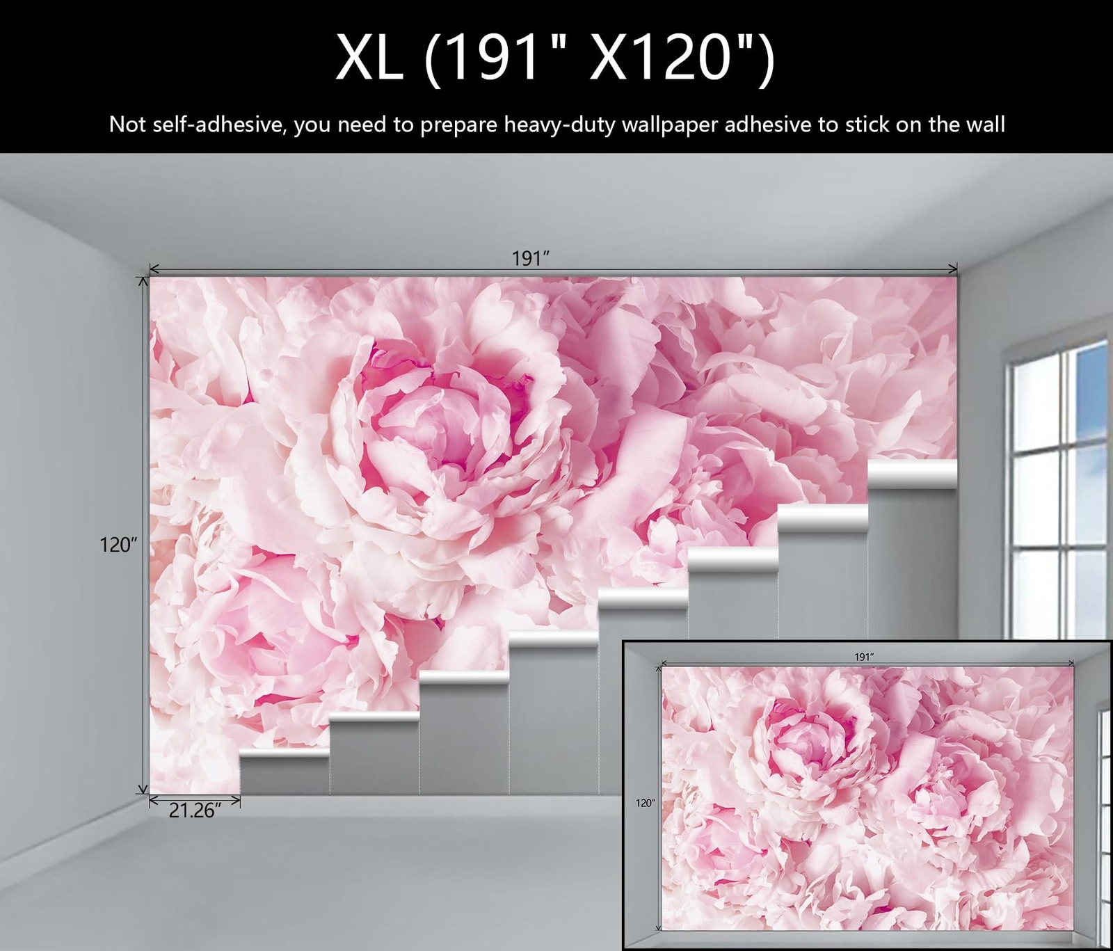 WFBHUA-Pink Floral Wallpaper Mural Peony Flower Wallpaper for Girls Bedroom W…