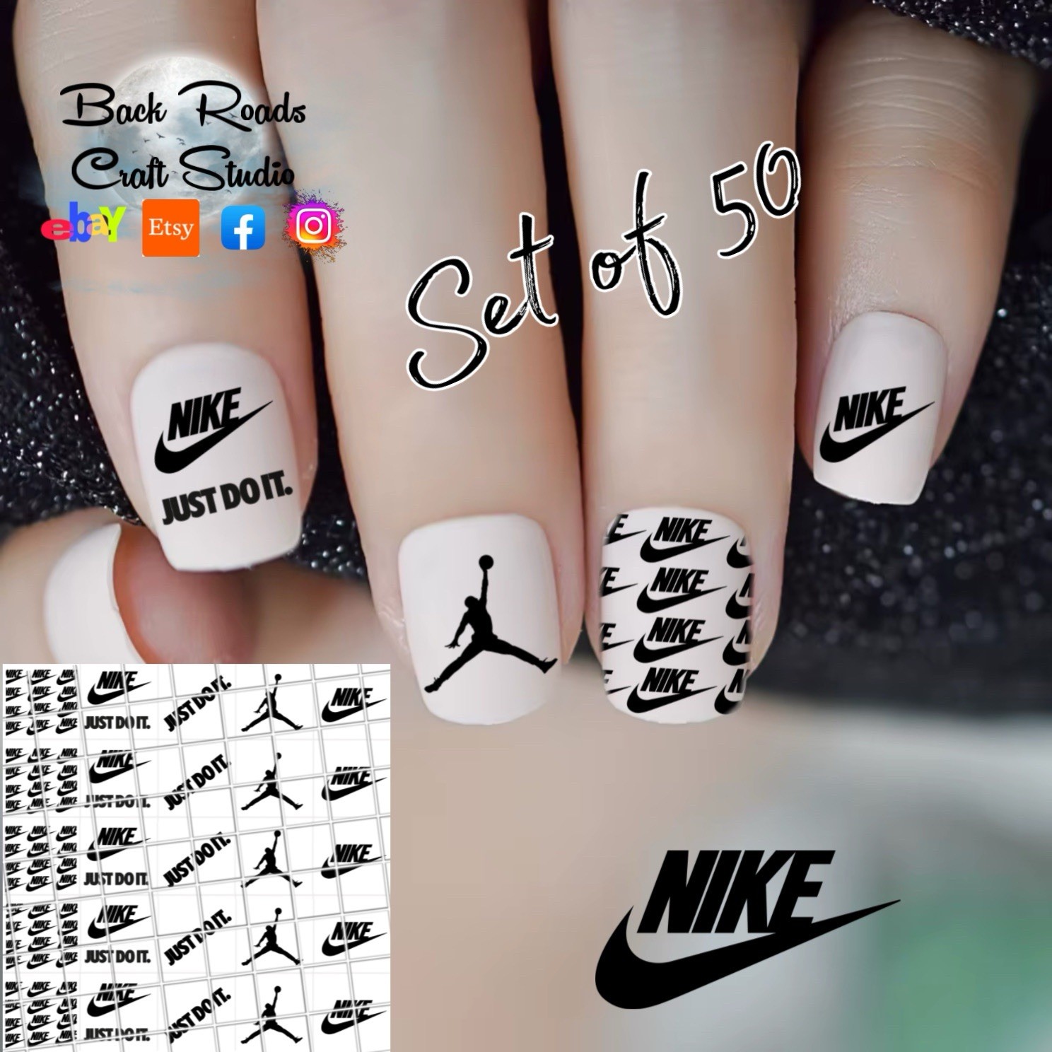 Nike Waterslide Decals For Nails, Hot Wheels, Crafts Set Of 50 Instructions &