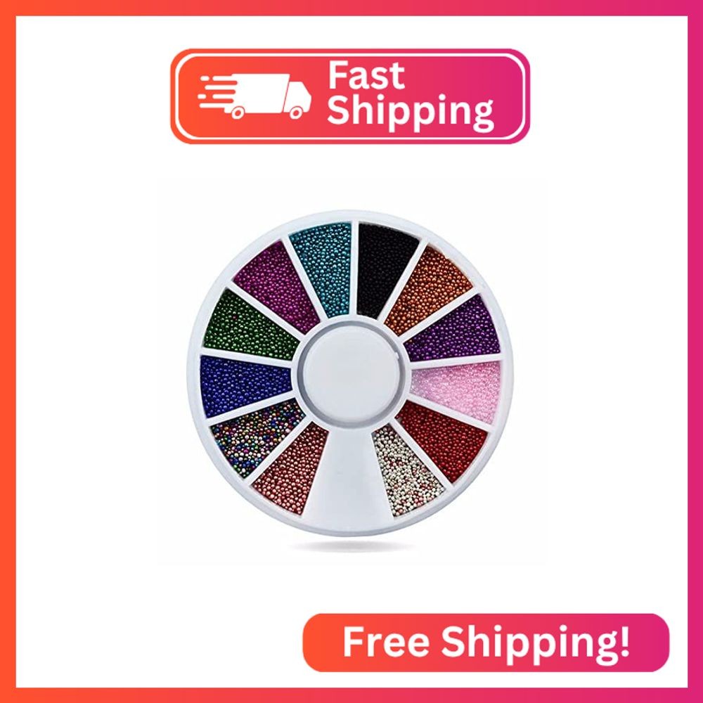 Mesiyun 4pcs Nail Art 3D Caviar Beads Mini Metal Ball Gold, Silver, Rose Gold, G