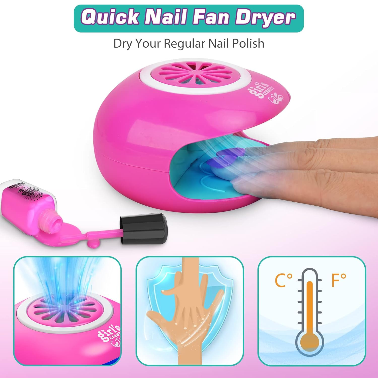 Set de esmalte de unas para ninas 7 a 12 anos con secador y organizador