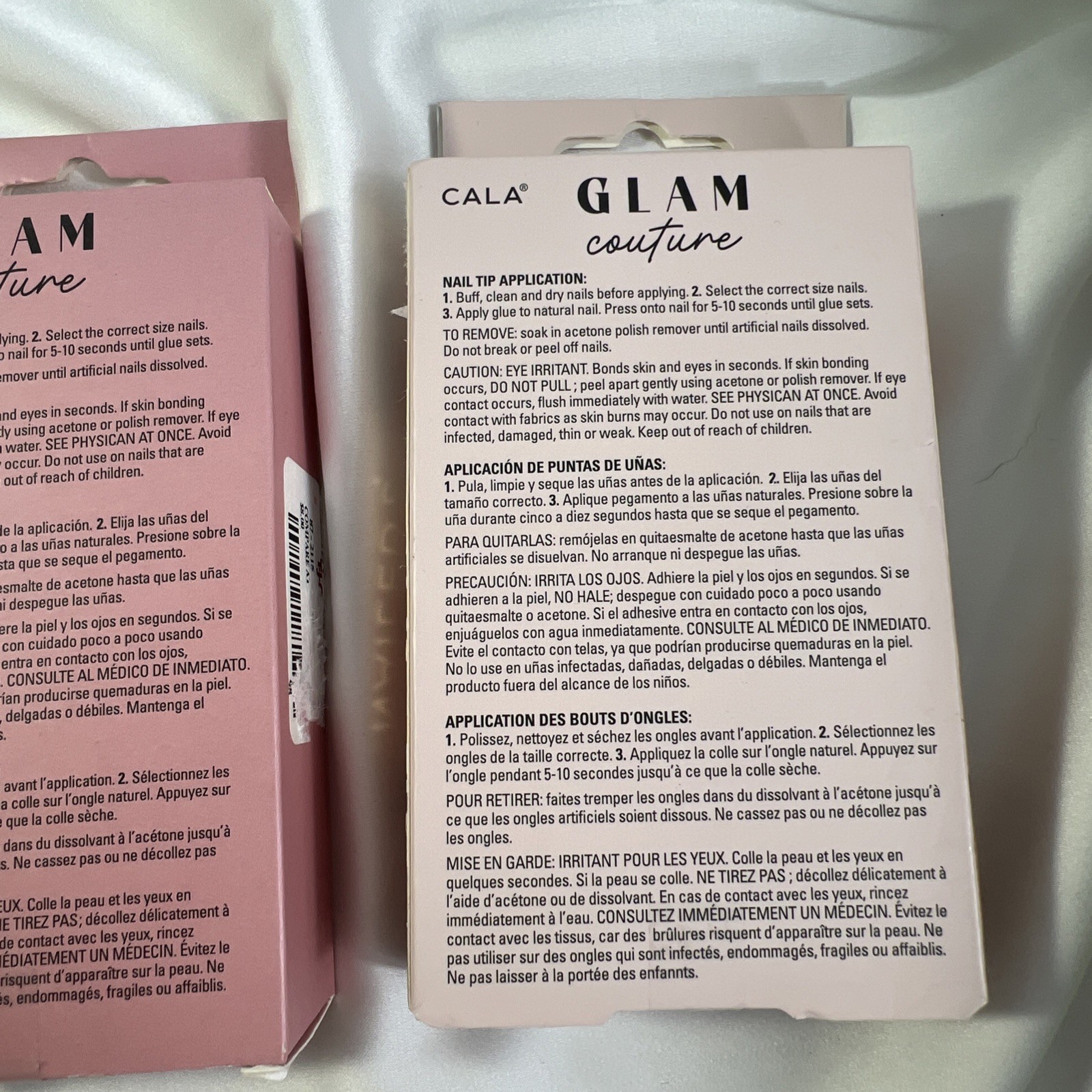 Cala Glam Contrite Press On Nails 2 Pack Medium Pink & Nude With Nail Glue New