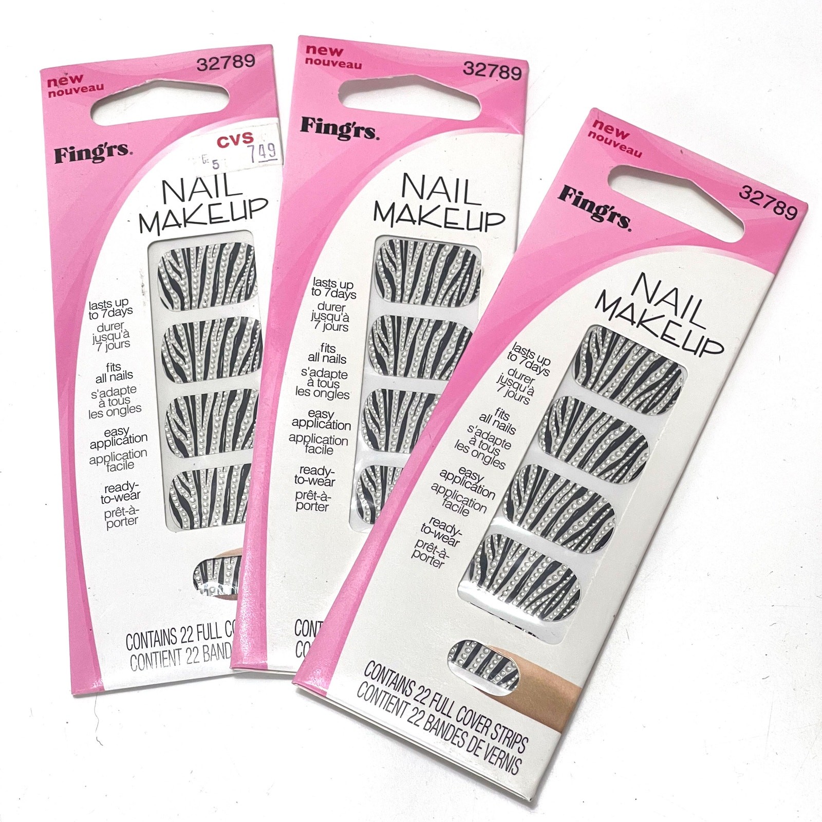 FING’RS NEW Nail Art Stickers Zebra Sets for 3