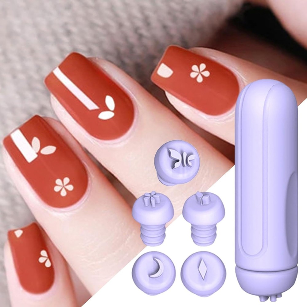 Reusable Silicone Nail Pen, 5-Design Set Suitable for At-Home Nail Art Projects