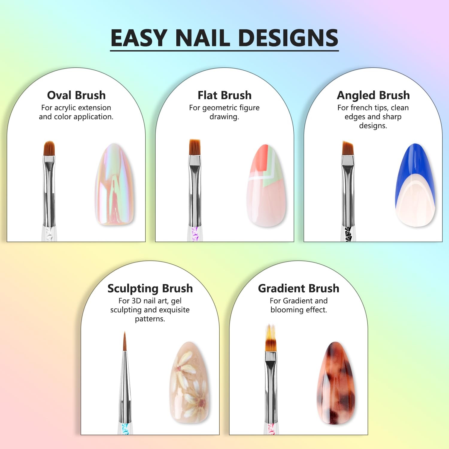 YOOVR Nail Art Brushes and Dotting Tools, 10pcs Nail Art Design Tool Set, Nail