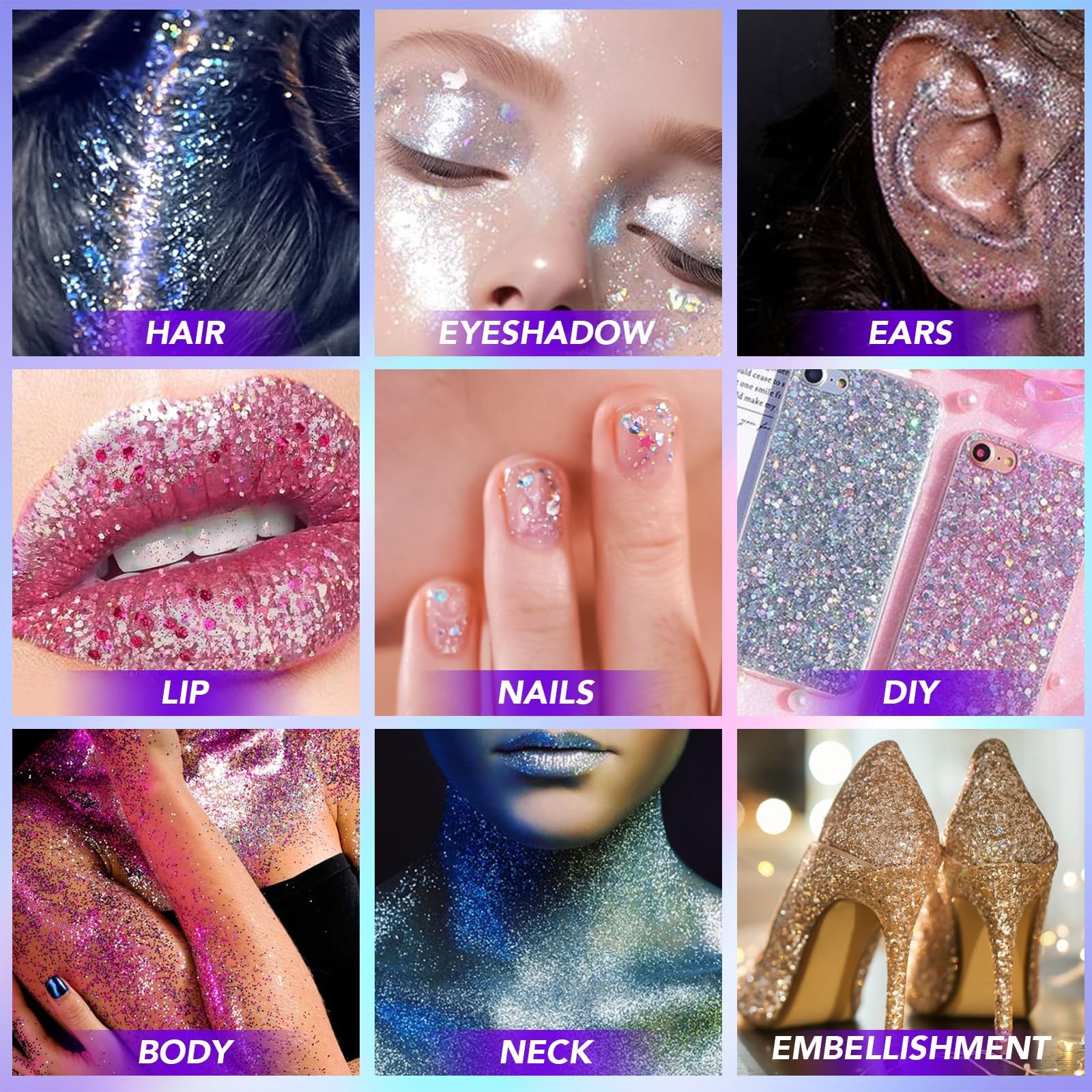 6Pcs Body Glitter for Women – Holiday Glitter Gel for Face &Body & Hair & Nai…