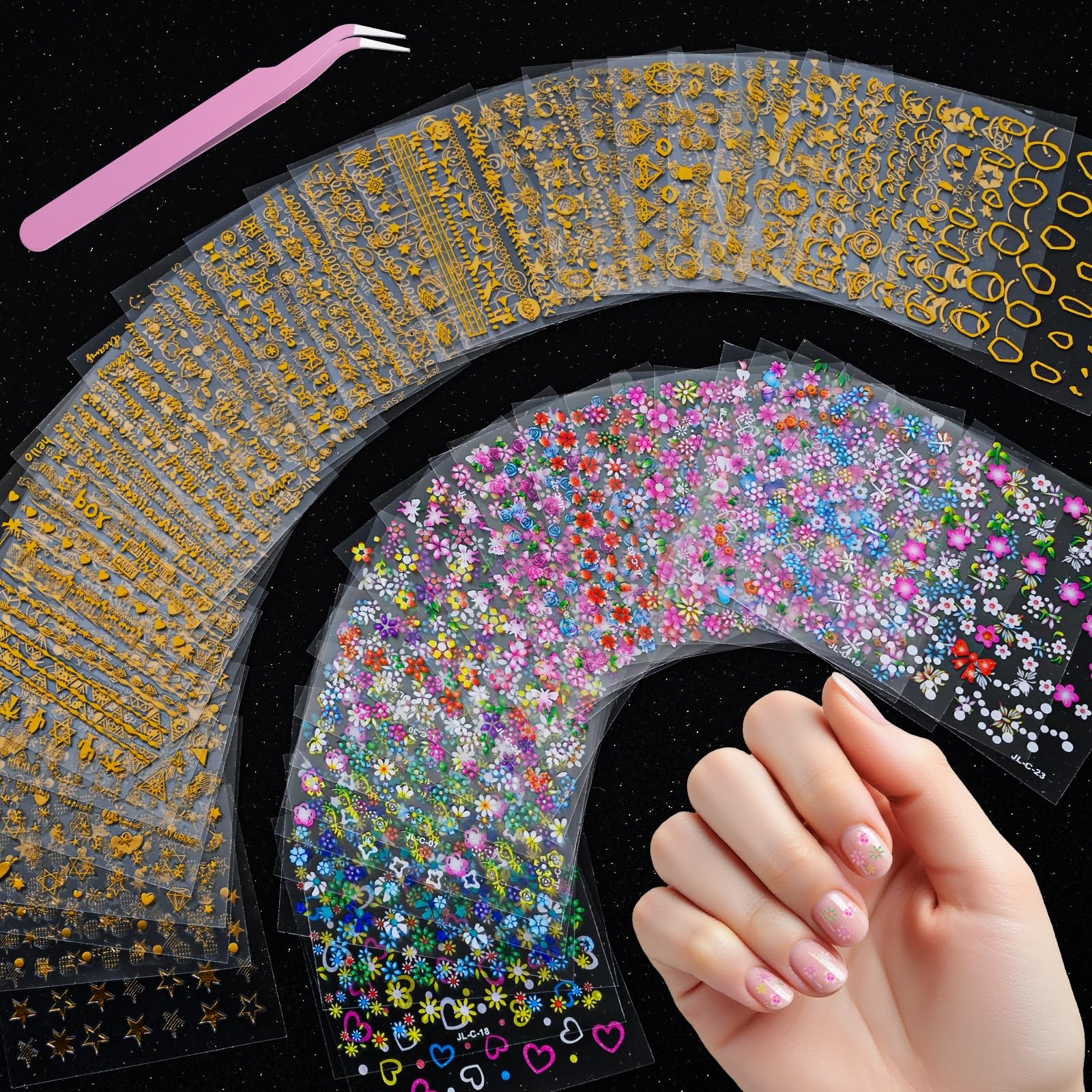 60 Sheets Cute Vibrant Translucent Multi-colors & Luxurious Metallic Golden