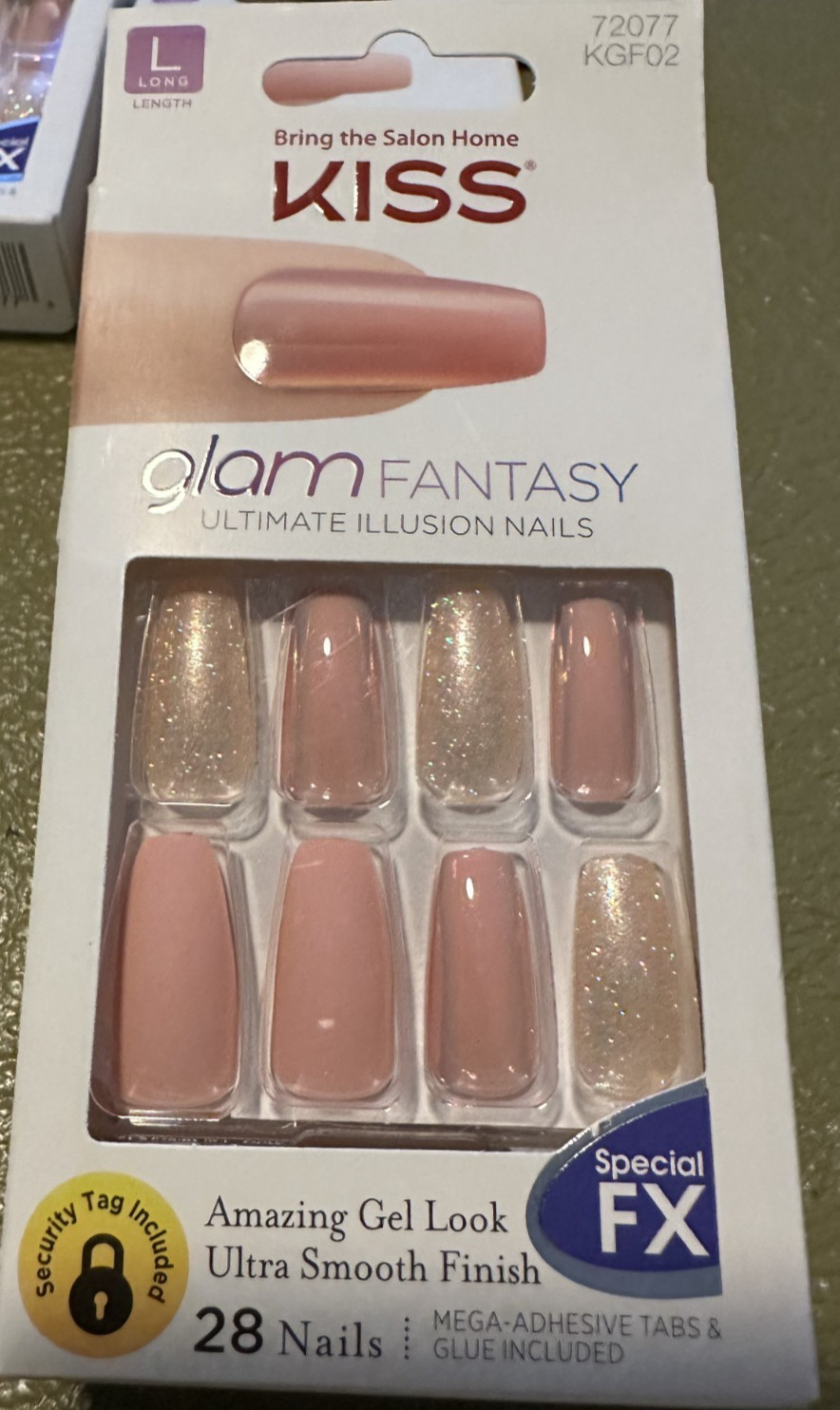 Kiss Nails Glue Long Glam Fantasy Manicure Pink Silver