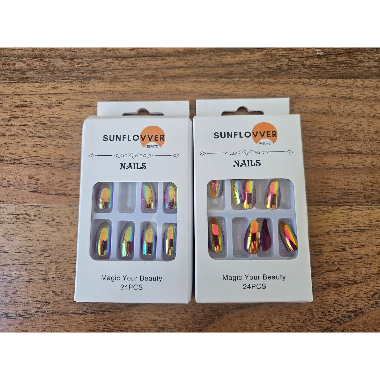 SUNFLOVVER NAILS IRRIDESCENT FAKE NAILS SET PACK OF 2