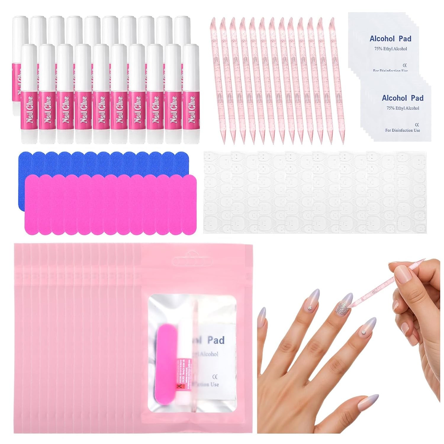 Press On Nail Prep Tool Kit For DIY Beginners And Nail Salon Business