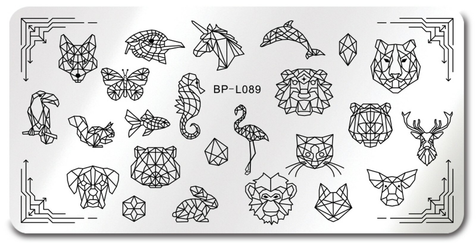 Unicorn Flamingo Animals Image Rectangle Nail Art Template BP-L089